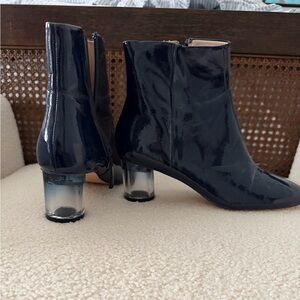 Zara Black Patent Heeled Boots with Transparent Heel